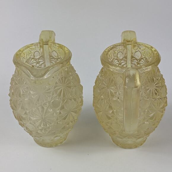 Crystal Miniature Creamer & Sugar Daisy & Button Vintage 1950’s-60’s L E Smith - Picture 4 of 9